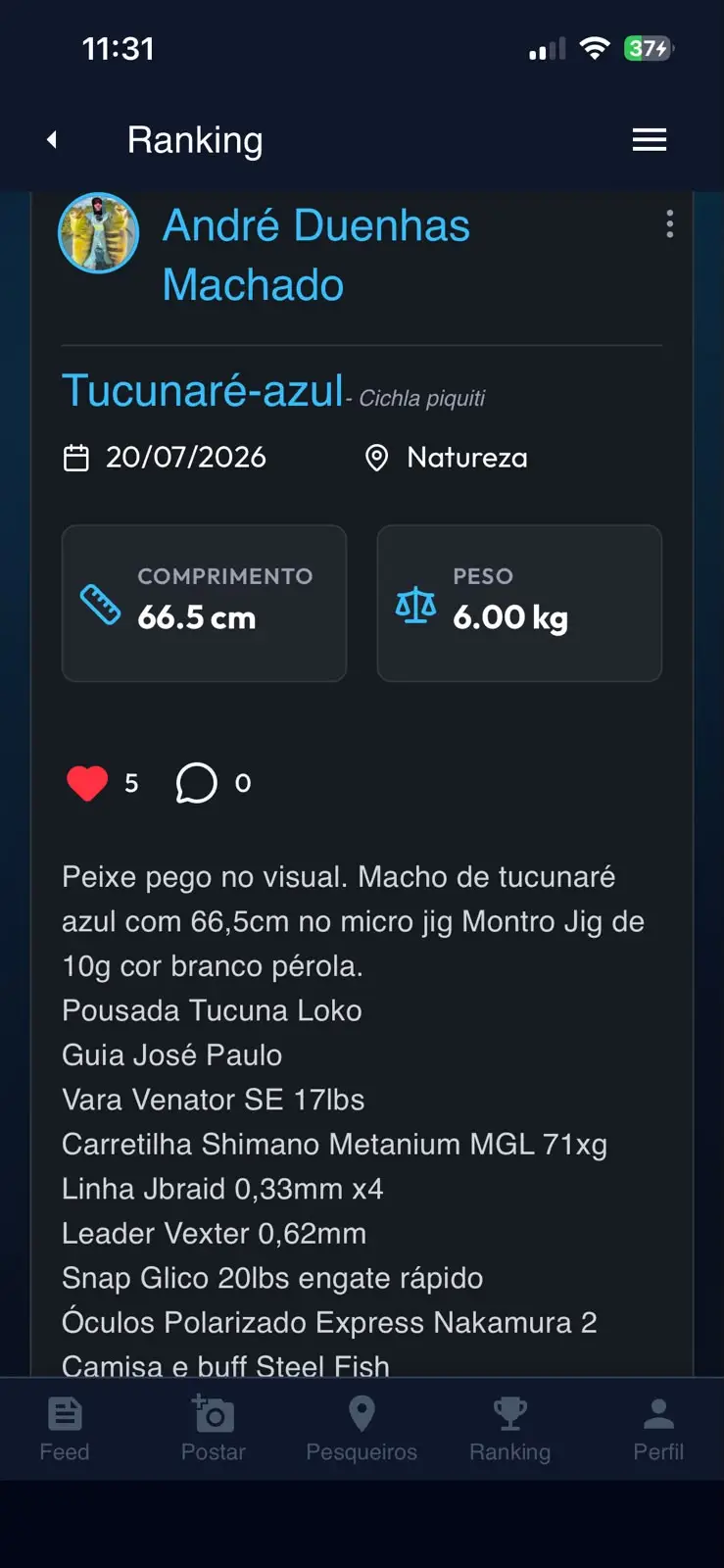 Funcionalidade de registro de captura no app Pescamais